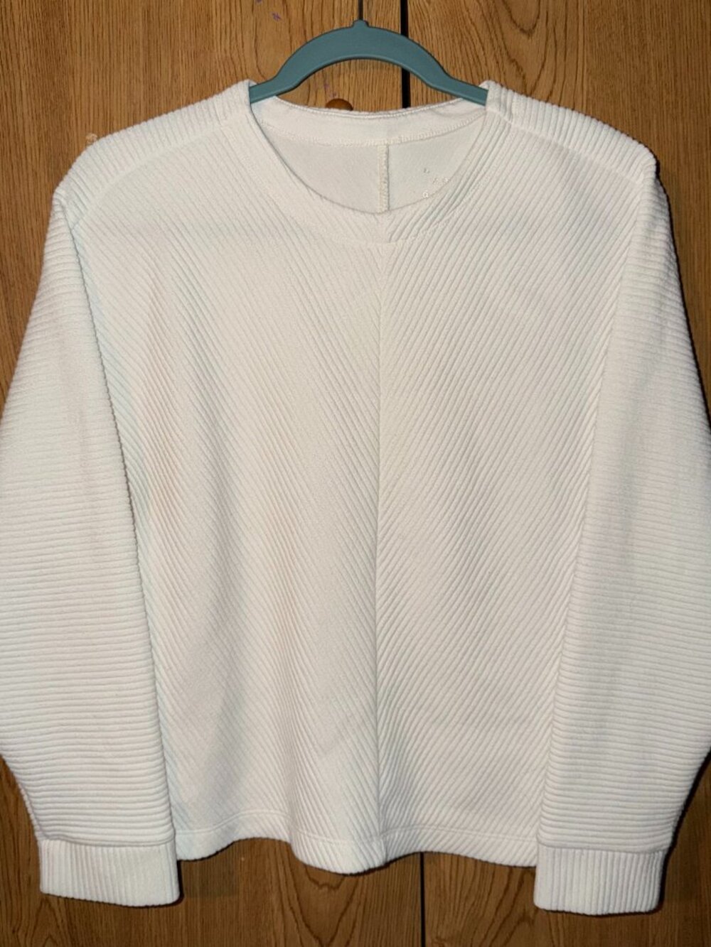 a new day White Diagonal Ribbed top